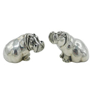 Patrick Mavros Pair of Sterling Silver Hippo Pepper Shakers Vintage London