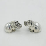 Patrick Mavros Pair of Sterling Silver Hippo Pepper Shakers Vintage London