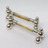 Pair of Sterling Silver & Mother of Pearl Knife Rests Antique 1922 Sheffield