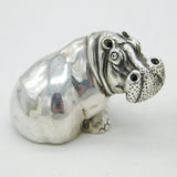 Patrick Mavros Pair of Sterling Silver Hippo Pepper Shakers Vintage London