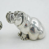 Patrick Mavros Pair of Sterling Silver Hippo Pepper Shakers Vintage London