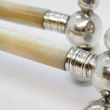 Pair of Sterling Silver & Mother of Pearl Knife Rests Antique 1922 Sheffield