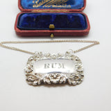 Early Victorian Sterling Silver Bright Cut Rum Decanter Label Antique 1841