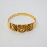 Victorian 18ct Yellow Gold, Coral, Seed Pearl Floral Dress Ring Antique c1880