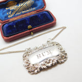 Early Victorian Sterling Silver Bright Cut Rum Decanter Label Antique 1841