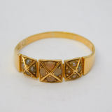 Victorian 18ct Yellow Gold, Coral, Seed Pearl Floral Dress Ring Antique c1880