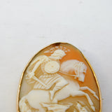 Victorian 9ct Gold Mounted St. George Slaying the Dragon Cameo Brooch Antique c1860