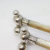 Pair of Sterling Silver & Mother of Pearl Knife Rests Antique 1922 Sheffield