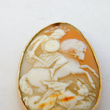 Victorian 9ct Gold Mounted St. George Slaying the Dragon Cameo Brooch Antique c1860