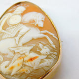 Victorian 9ct Gold Mounted St. George Slaying the Dragon Cameo Brooch Antique c1860