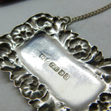 Early Victorian Sterling Silver Bright Cut Rum Decanter Label Antique 1841