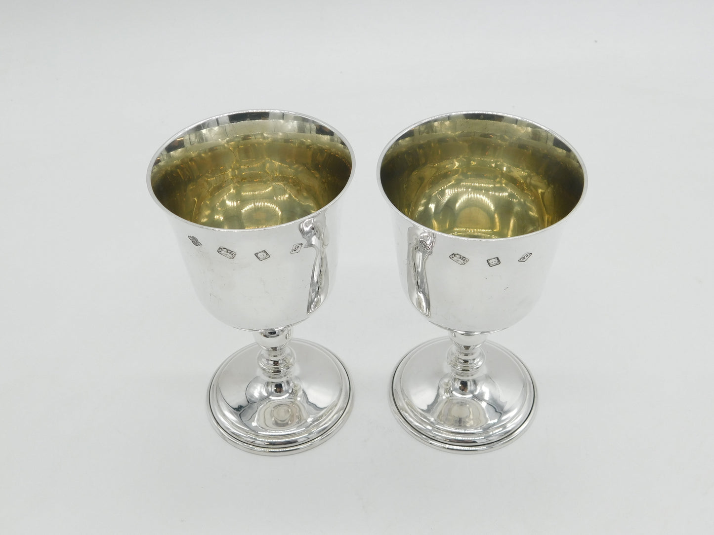 Pair of Sterling Silver Wine Goblets Chalices Vintage 1973 London