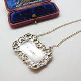 Early Victorian Sterling Silver Bright Cut Rum Decanter Label Antique 1841