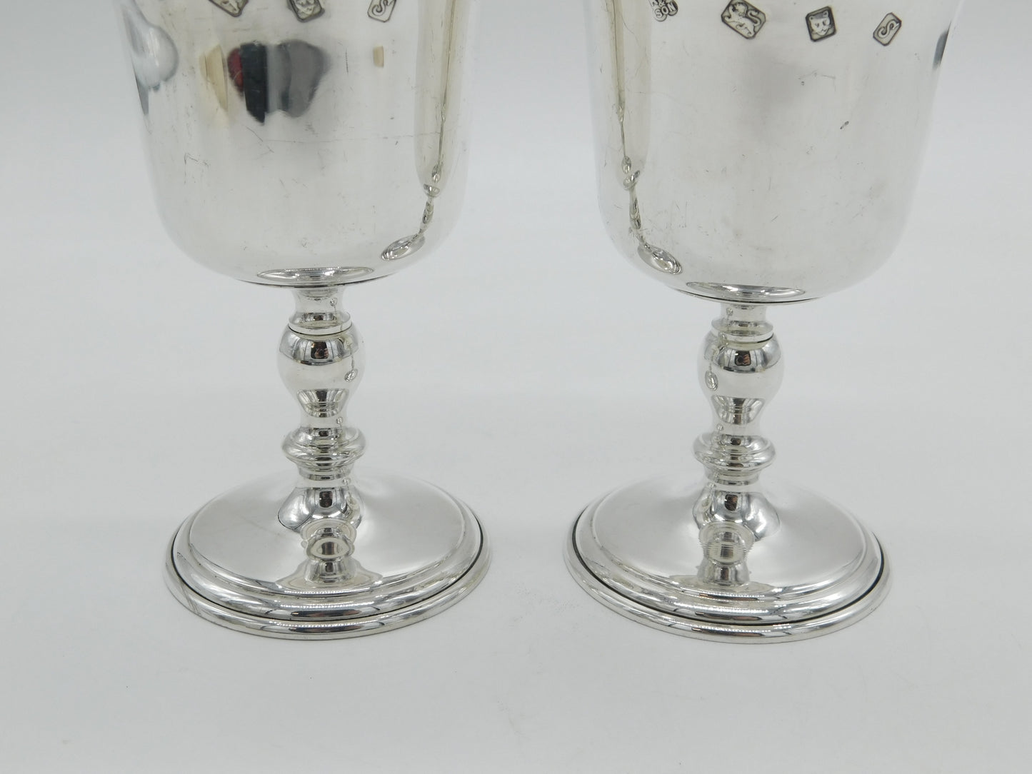 Pair of Sterling Silver Wine Goblets Chalices Vintage 1973 London
