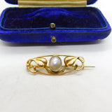 Murrle Bennett Style 9ct Gold Blistered Pearl Leaf Brooch c1910 Antique