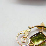 Edwardian Suffragette 9ct Gold, Peridot, Pearl & Topaz Lavalier Pendant Antique