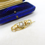 Murrle Bennett Style 9ct Gold Blistered Pearl Leaf Brooch c1910 Antique
