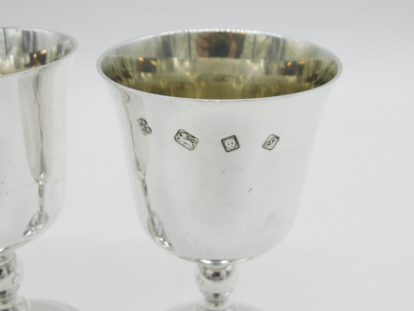 Pair of Sterling Silver Wine Goblets Chalices Vintage 1973 London