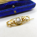 Murrle Bennett Style 9ct Gold Blistered Pearl Leaf Brooch c1910 Antique
