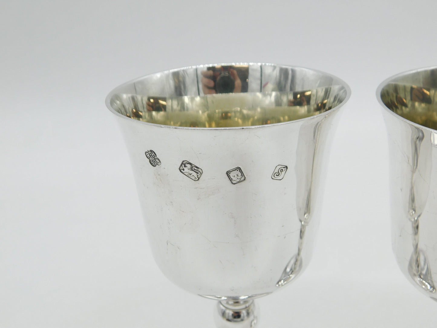Pair of Sterling Silver Wine Goblets Chalices Vintage 1973 London