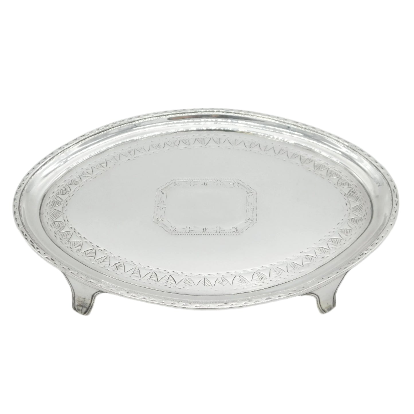 George III Sterling Silver Bright Cut Teapot Stand Antique 1789 London