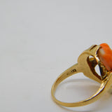 19th Century 10ct Gold, Carved Red Coral Cameo Dress Ring Antique c1880