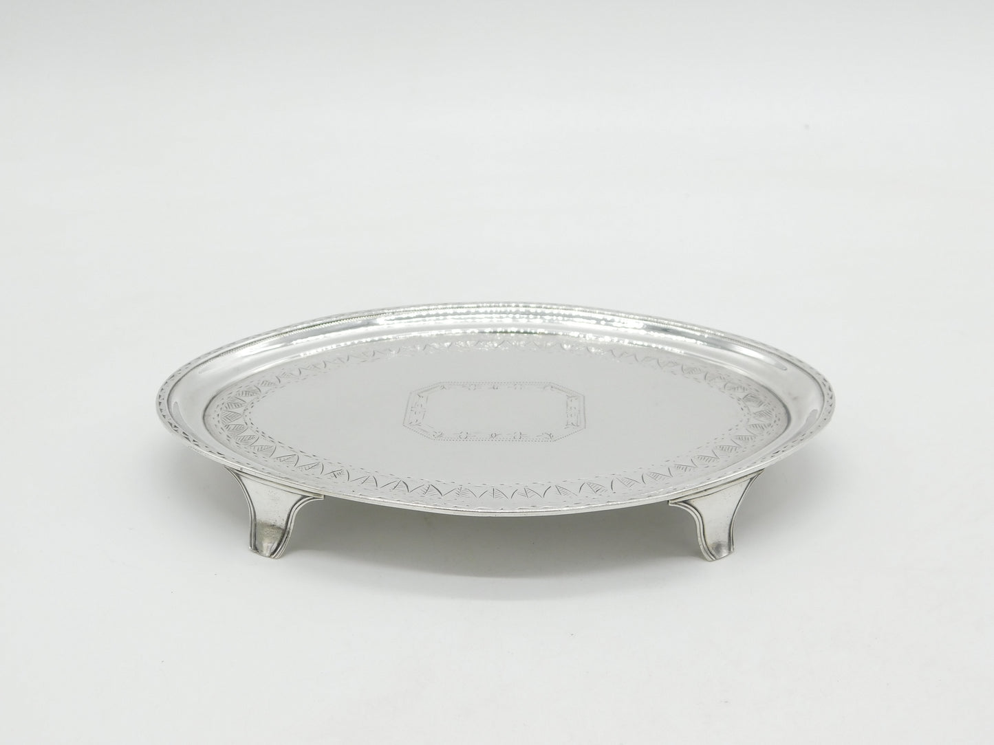 George III Sterling Silver Bright Cut Teapot Stand Antique 1789 London