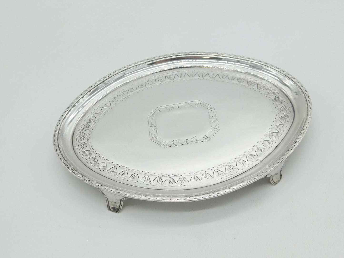 George III Sterling Silver Bright Cut Teapot Stand Antique 1789 London
