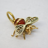 9ct Yellow Gold Carnelian Set Insect Bee Charm Pendant Vintage 1963 Birmingham