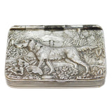 Sterling Silver Embossed Retriever Dog Snuff Box Vintage 1985 Sheffield
