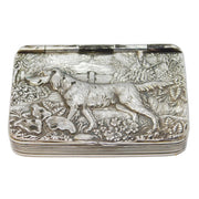 Sterling Silver Embossed Retriever Dog Snuff Box Vintage 1985 Sheffield