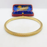 9ct Yellow Gold Engine Turned 'Slave' Bangle Bracelet 1925 Birmingham Antique