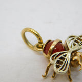 9ct Yellow Gold Carnelian Set Insect Bee Charm Pendant Vintage 1963 Birmingham