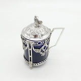 19th Century German Sterling Silver Chicken Finial Mustard Pot Antique c1880