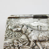 Sterling Silver Embossed Retriever Dog Snuff Box Vintage 1985 Sheffield