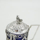 19th Century German Sterling Silver Chicken Finial Mustard Pot Antique c1880