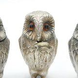 William Comyns Sterling Silver Three-Piece Owl Cruet Set Vintage London