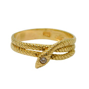 14ct Yellow Gold 0.1ct Diamond Snake Serpent Dress Ring Vintage c1960