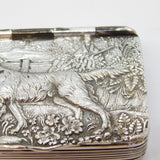 Sterling Silver Embossed Retriever Dog Snuff Box Vintage 1985 Sheffield