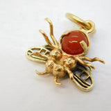 9ct Yellow Gold Carnelian Set Insect Bee Charm Pendant Vintage 1963 Birmingham