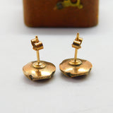Victorian Scottish 9ct Gold, Bloodstone & Agate Floral Stud Earrings Antique