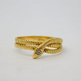14ct Yellow Gold 0.1ct Diamond Snake Serpent Dress Ring Vintage c1960