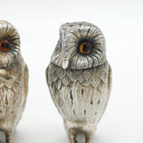 William Comyns Sterling Silver Three-Piece Owl Cruet Set Vintage London