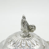 19th Century German Sterling Silver Chicken Finial Mustard Pot Antique c1880