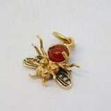 9ct Yellow Gold Carnelian Set Insect Bee Charm Pendant Vintage 1963 Birmingham