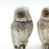 William Comyns Sterling Silver Three-Piece Owl Cruet Set Vintage London