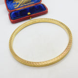 9ct Yellow Gold Engine Turned 'Slave' Bangle Bracelet 1925 Birmingham Antique