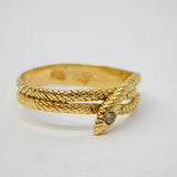 14ct Yellow Gold 0.1ct Diamond Snake Serpent Dress Ring Vintage c1960