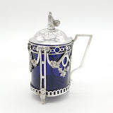 19th Century German Sterling Silver Chicken Finial Mustard Pot Antique c1880