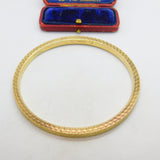 9ct Yellow Gold Engine Turned 'Slave' Bangle Bracelet 1925 Birmingham Antique